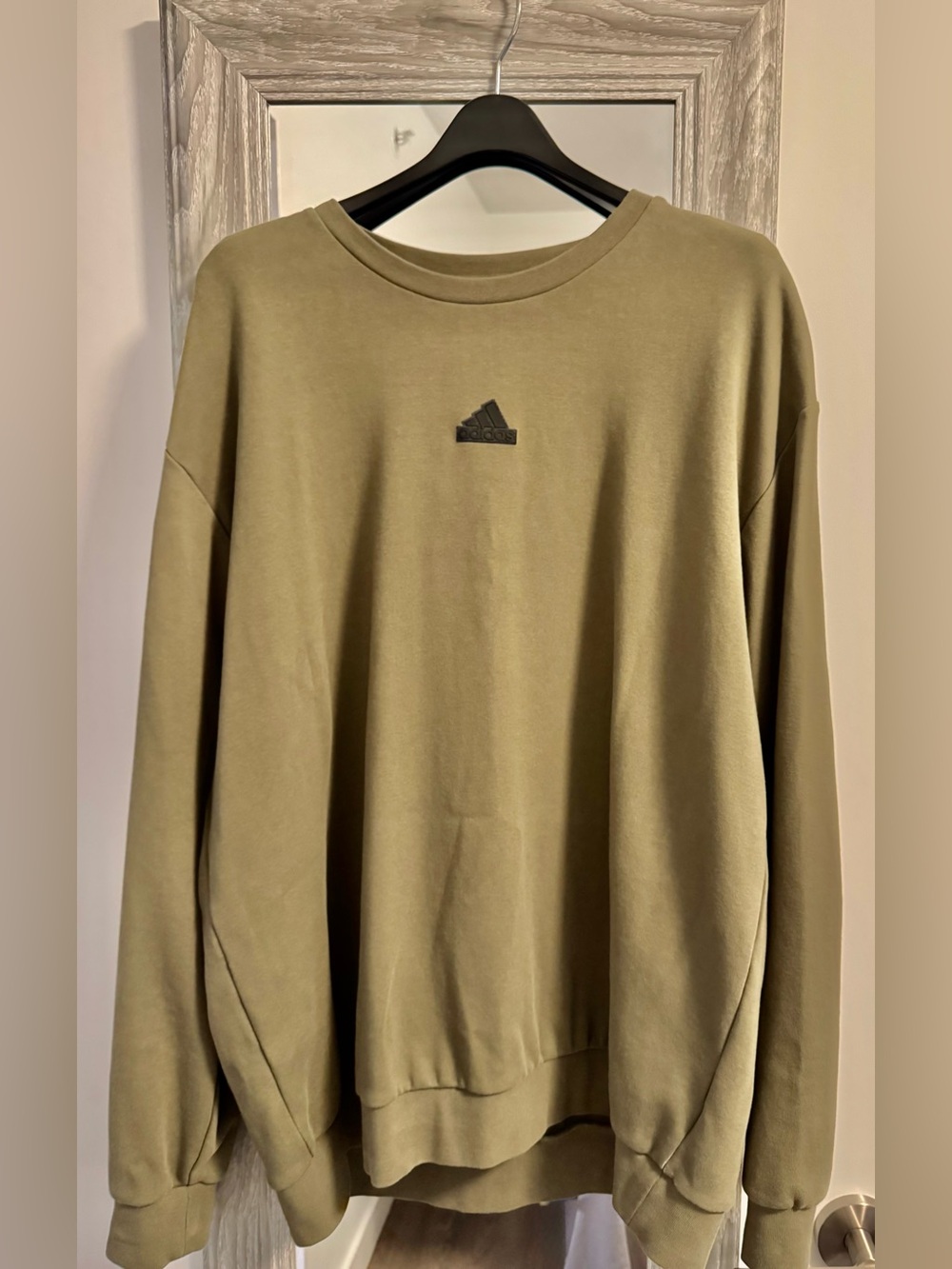adidas Men’s Crewneck Sweatshirt with Small Logo_Olive Green_Asia 2XL_NWOT